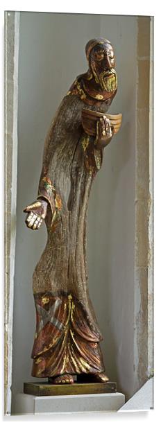 Saint Andrew Wooden Sculpture Acrylic by Bill Simpson