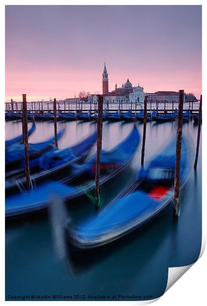 Venice Gondolas Print by Martin Williams
