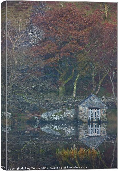 A boathouse on Llyn Dinas Canvas Print by Rory Trappe