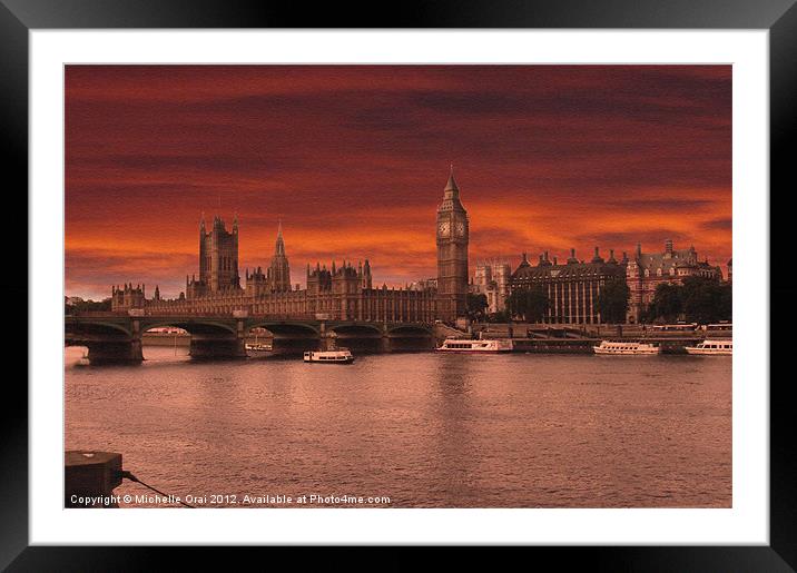 Londons Burning Framed Mounted Print by Michelle Orai