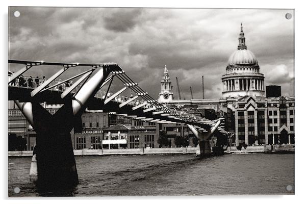 Millennium Bridge and St Paul Acrylic by Sophie Martin-Castex