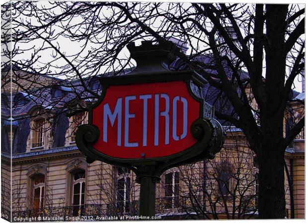 Art Deco Metro Sign Canvas Print by Malcolm Snook