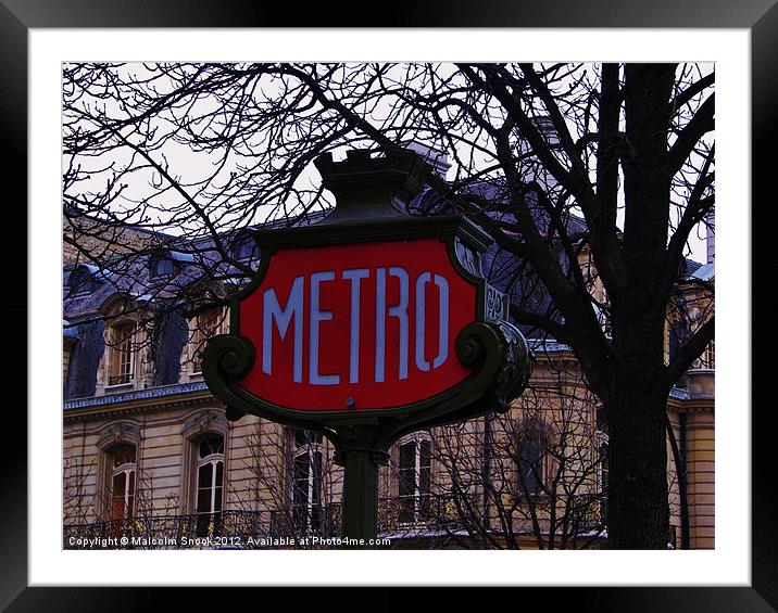 Art Deco Metro Sign Framed Mounted Print by Malcolm Snook