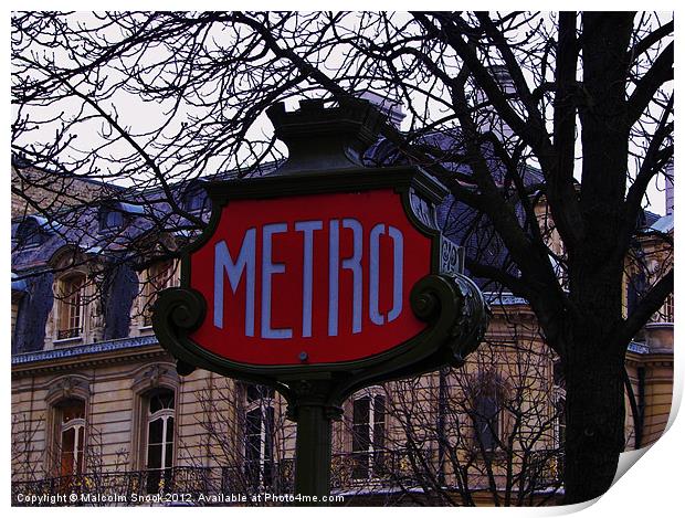 Art Deco Metro Sign Print by Malcolm Snook