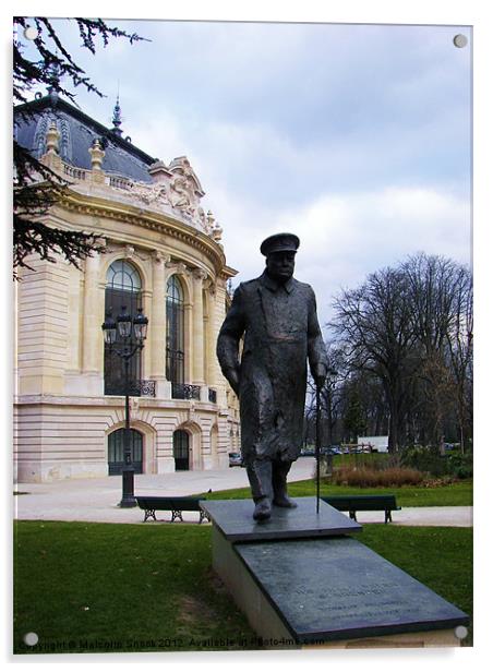 Sir Winston Churchill in Paris Acrylic by Malcolm Snook