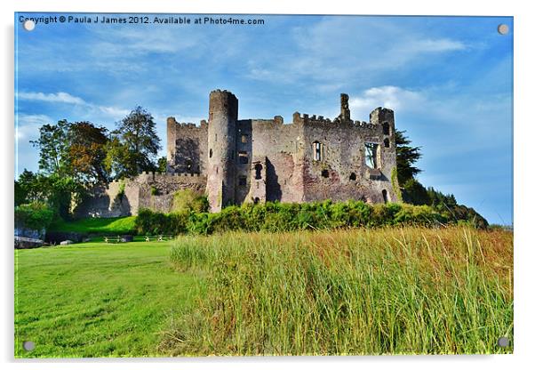 Laugharne Castle Acrylic by Paula J James