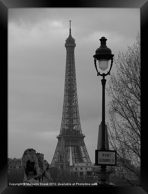 Eiffel Tower from the Seine Framed Print by Malcolm Snook