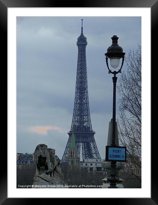 Tower Eiffel and lamp post Framed Mounted Print by Malcolm Snook