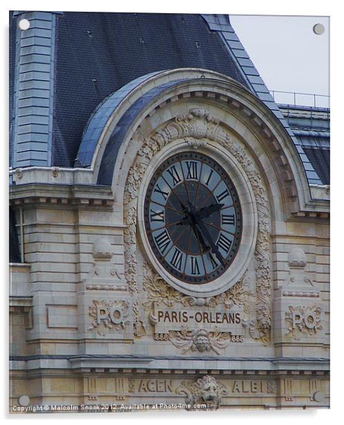 Gare dOrsay Clock Acrylic by Malcolm Snook