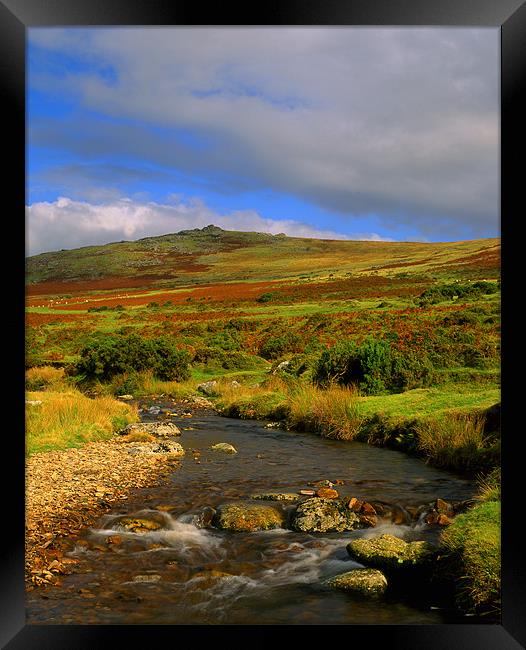 River Lyd Looking Towards Great Links Tor Framed Print by Darren Galpin