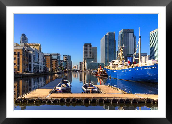 On The Dock At Canary Wharf Framed Mounted Print by Paul Shears Photogr