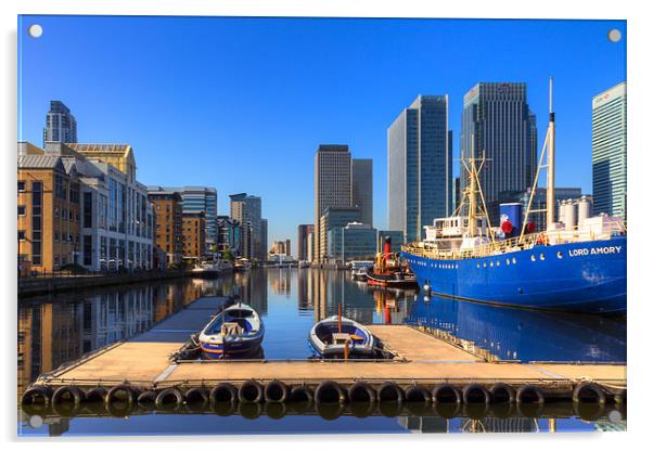 On The Dock At Canary Wharf Acrylic by Paul Shears Photogr