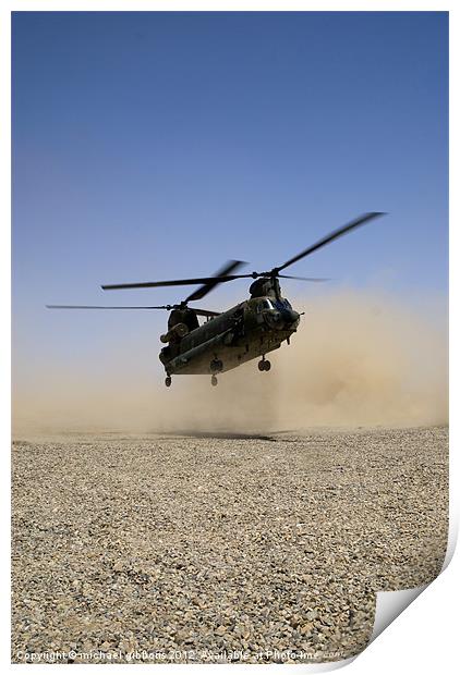 chinook helicopter landing Print by mick gibbons