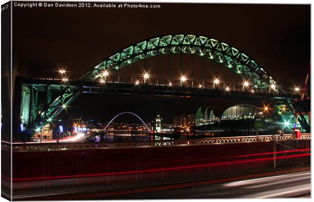 Tyne Bridges at Night Canvas Print by Dan Davidson