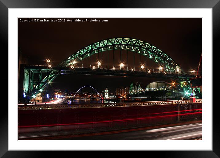 Tyne Bridges at Night Framed Mounted Print by Dan Davidson