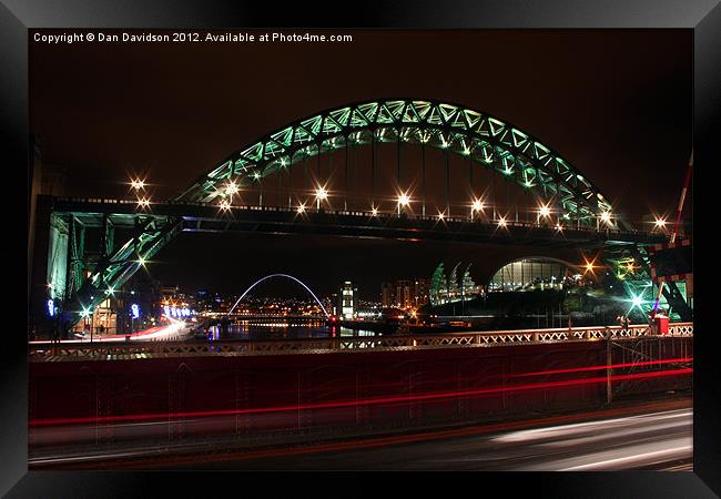 Tyne Bridges at Night Framed Print by Dan Davidson
