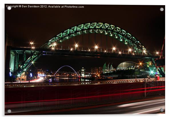 Tyne Bridges at Night Acrylic by Dan Davidson