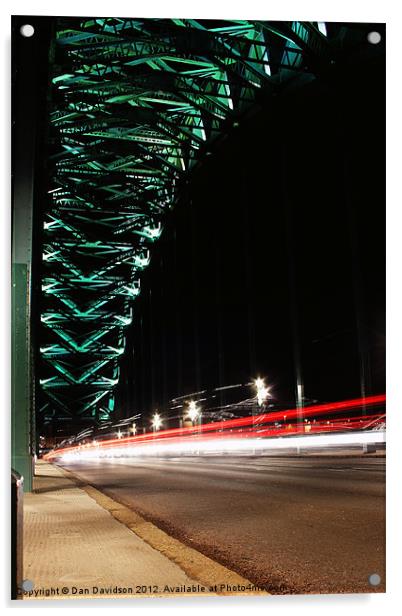 Tyne Bridge Light Trails Acrylic by Dan Davidson