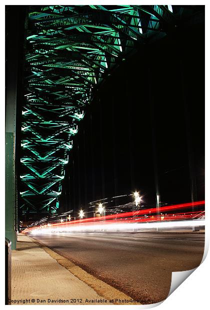 Tyne Bridge Light Trails Print by Dan Davidson
