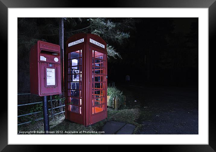 UK Iconic Phone Box and Royal Mail Post Box Framed Mounted Print by Buster Brown