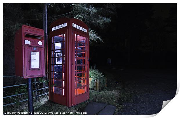 UK Iconic Phone Box and Royal Mail Post Box Print by Buster Brown