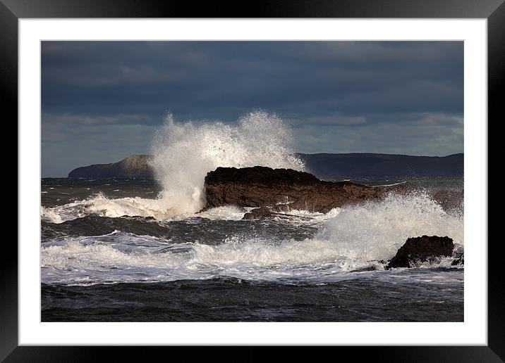 Rough Seas at Holyhead Breakwate Framed Mounted Print by Gail Johnson