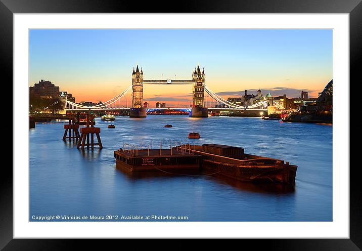 Tower Bridge at sunrise Framed Mounted Print by Vinicios de Moura