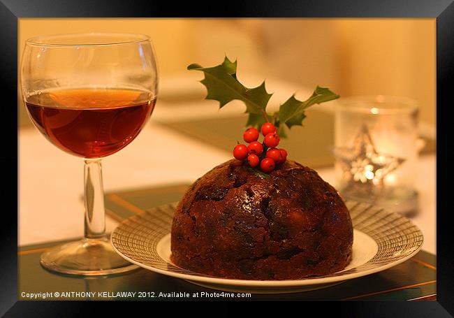 FESTIVE CHRISTMAS PUDDING AND SHERRY Framed Print by Anthony Kellaway