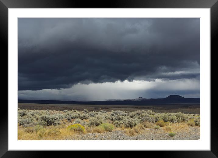 Nevada desert storm Framed Mounted Print by Claudio Del Luongo