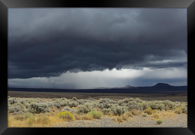 Nevada desert storm Framed Print by Claudio Del Luongo