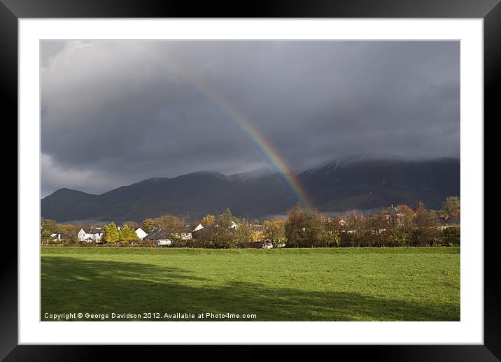 Rainbow in Keswick Framed Mounted Print by George Davidson