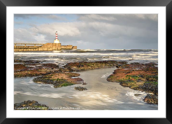 Amble Pier Waves Framed Mounted Print by Chris Frost