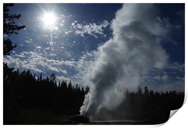 Powerful geyser in Yellowstone Print by Claudio Del Luongo