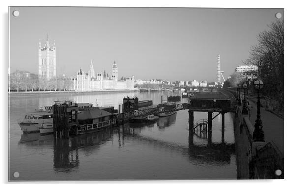 Lamberth Bridge View London Acrylic by Clive Eariss