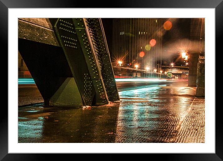 Lights Trails on the Tyne Bridge Framed Mounted Print by Adrian Thurm
