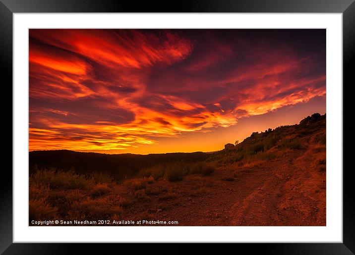 Fiery Sky Sunset Framed Mounted Print by Sean Needham