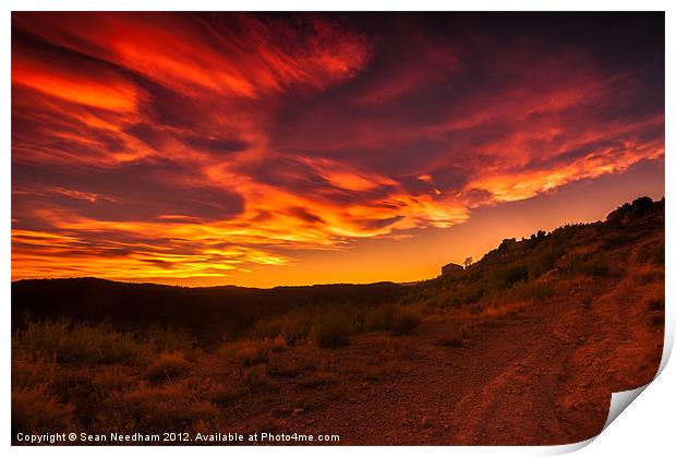 Fiery Sky Sunset Print by Sean Needham
