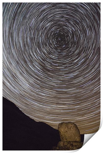 Star Trails Bruces Stone Scotland Print by Derek Beattie
