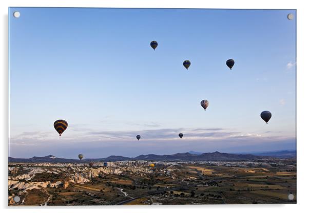 Cappadocia landscape filled with hot air balloons Acrylic by Arfabita  