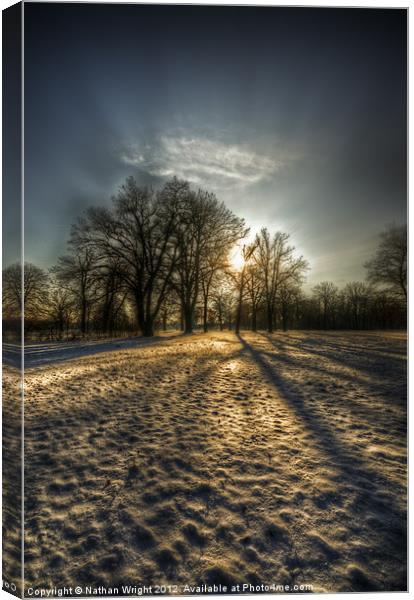 Sunset snow trees Canvas Print by Nathan Wright