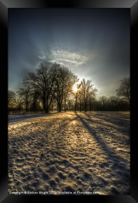Sunset snow trees Framed Print by Nathan Wright