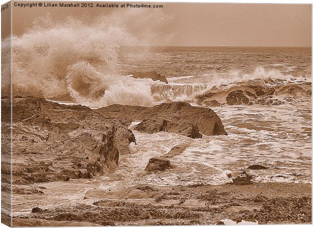 Rough Sea at Illfracombe.(1) Canvas Print by Lilian Marshall