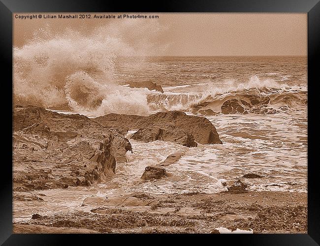 Rough Sea at Illfracombe.(1) Framed Print by Lilian Marshall