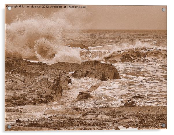 Rough Sea at Illfracombe.(1) Acrylic by Lilian Marshall
