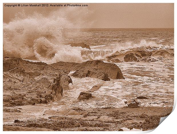 Rough Sea at Illfracombe.(1) Print by Lilian Marshall