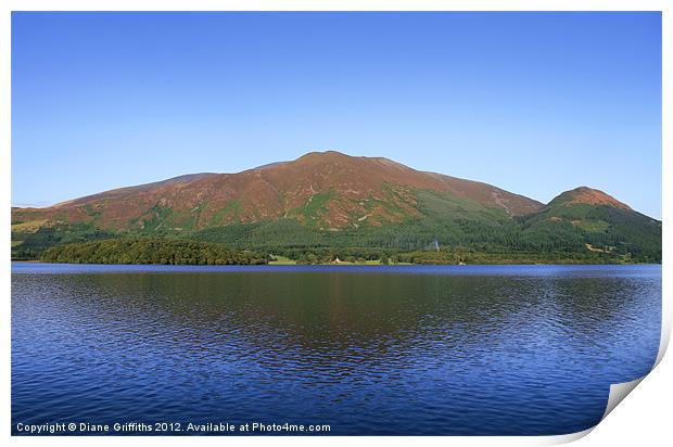 Skiddaw in the Evening, The Lake District Print by Diane Griffiths