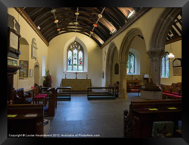 Interior of St Just in Roseland Church, Cornwall Framed Print by Louise Heusinkveld
