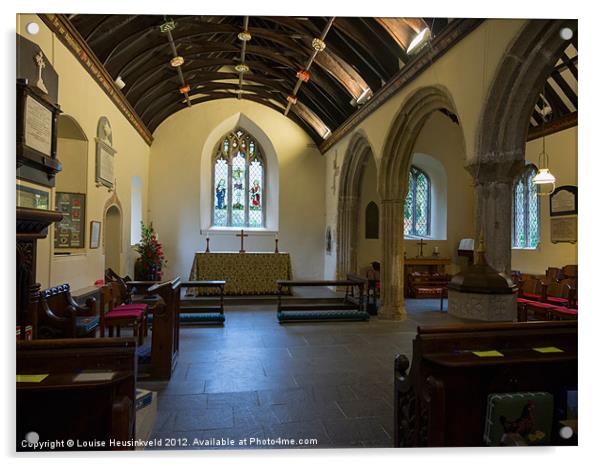 Interior of St Just in Roseland Church, Cornwall Acrylic by Louise Heusinkveld