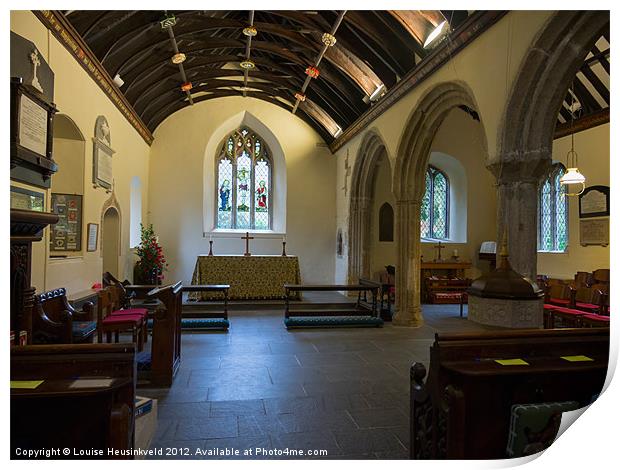 Interior of St Just in Roseland Church, Cornwall Print by Louise Heusinkveld