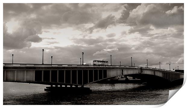 Wandsworth Bridge and clouds, London Print by Sophie Martin-Castex